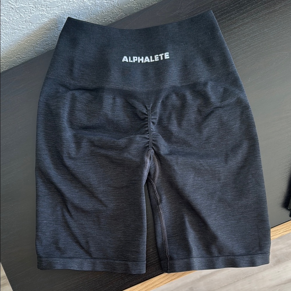 Alphalete Gray Bike Shorts with High-Rise Waistband